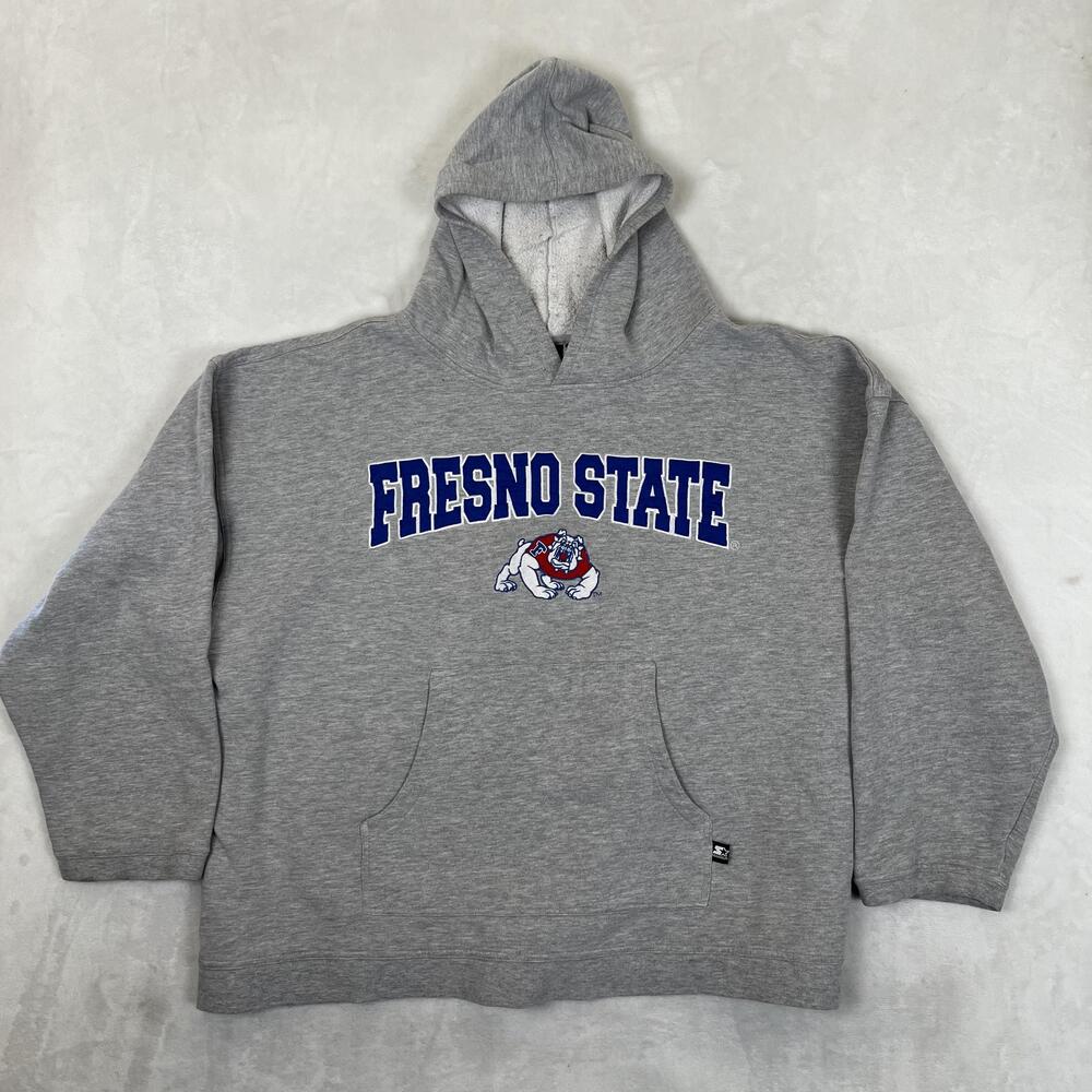 Vintage Fresno State Bulldogs Starter Hoodie Sweatshirt Mens 3XL Gray Embroider